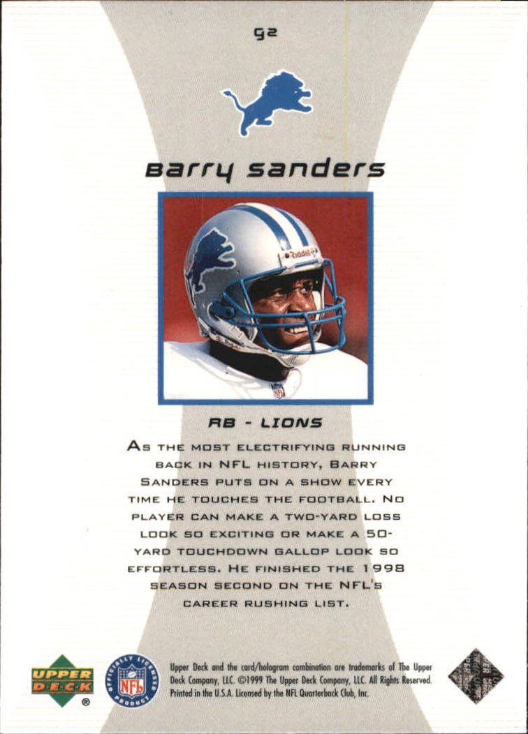 1999 Black Diamond Gallery #G2 Barry Sanders back image