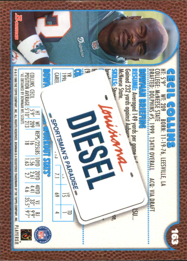 1999 Bowman Interstate #163 Cecil Collins back image