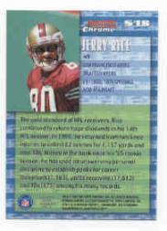 1999 Bowman Chrome Stock in the Game #S18 Jerry Rice back image