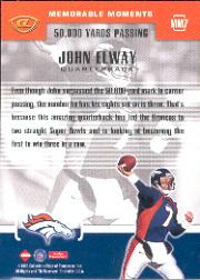 1999 Collector's Edge Advantage Memorable Moments #MM7 John Elway back image