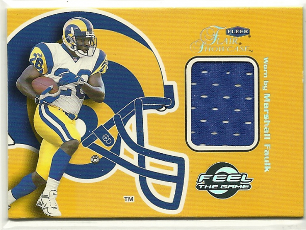 1999 Flair Showcase Feel The Game #10FG Marshall Faulk JSY