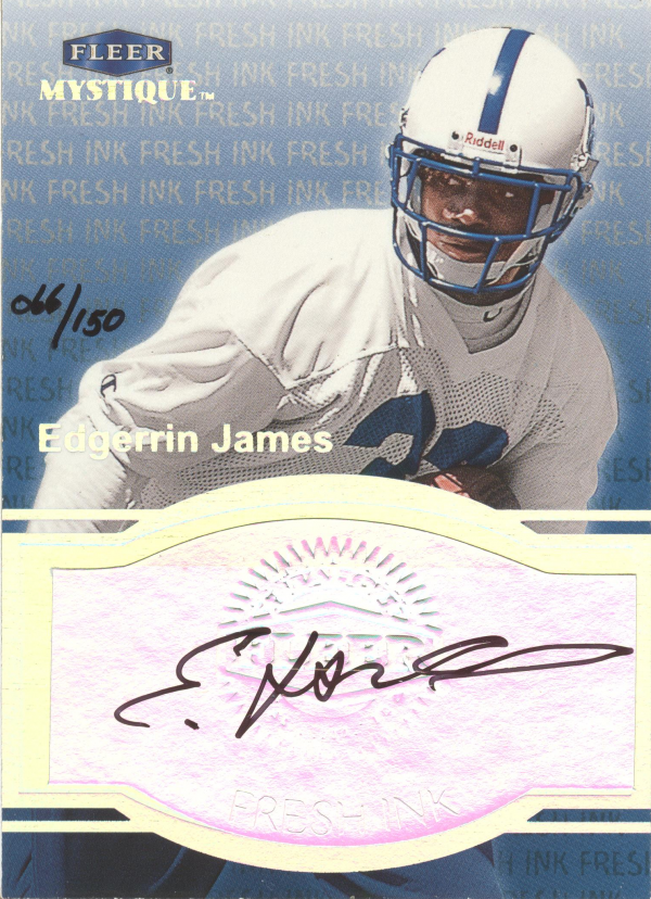 1999 Fleer Mystique Fresh Ink #19 Edgerrin James/150 front image