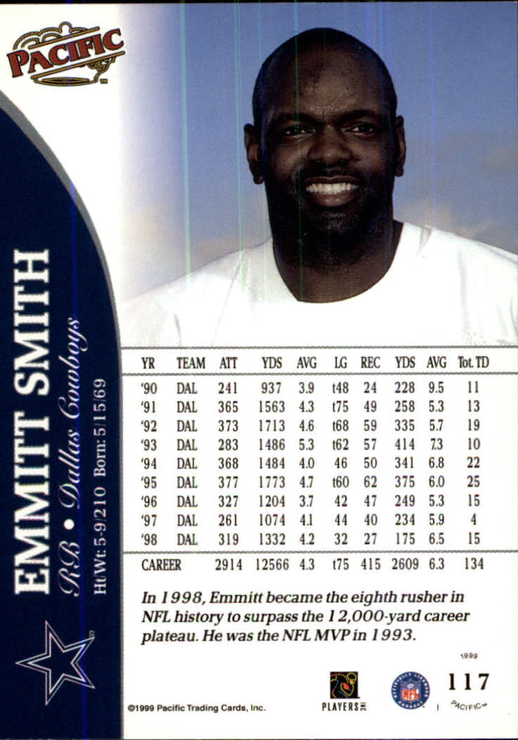 1999 Pacific #117 Emmitt Smith back image