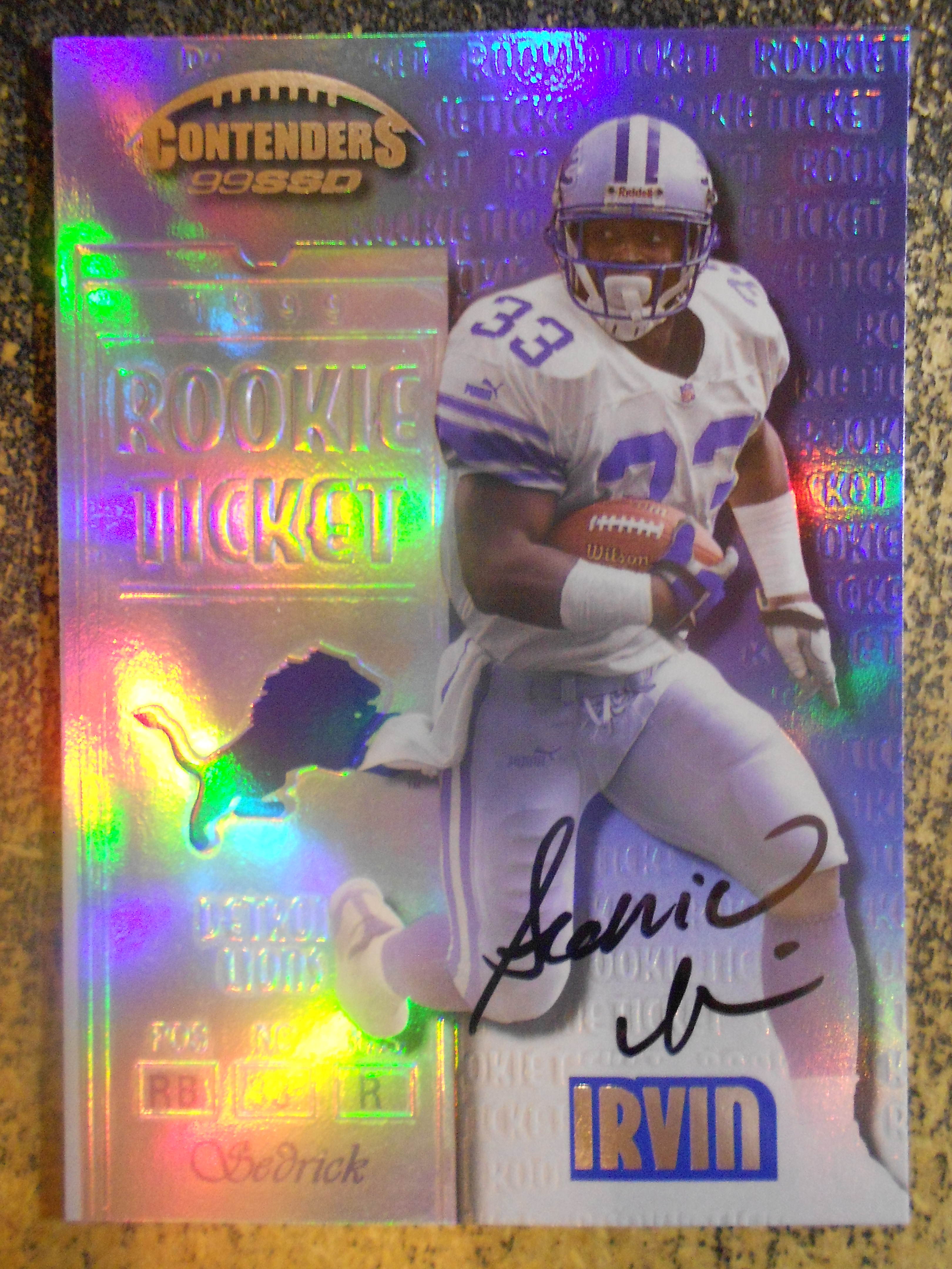 1999 Playoff Contenders SSD #174 Sedrick Irvin AU/1825* RC