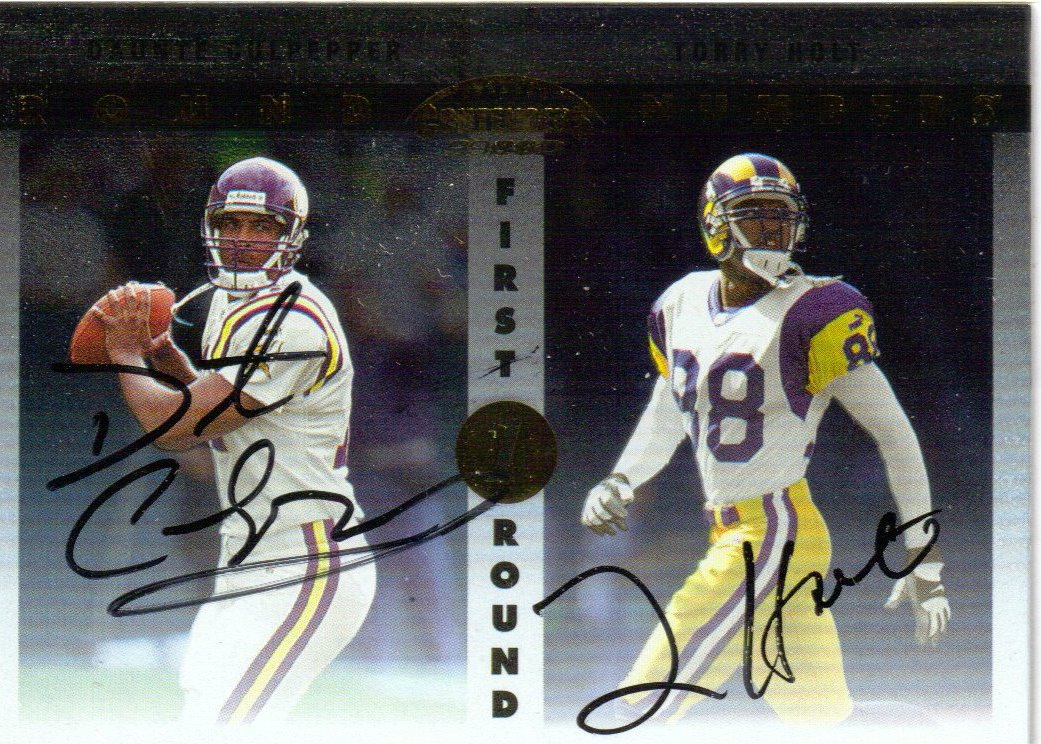 1999 Playoff Contenders SSD Round Numbers Autographs #RN7 Daunte Culpepper/Torry Holt