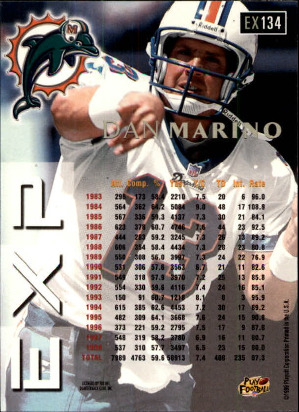 1999 Playoff Prestige EXP #134 Dan Marino back image