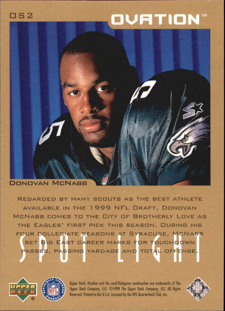 1999 Upper Deck Ovation Spotlight #OS2 Donovan McNabb back image