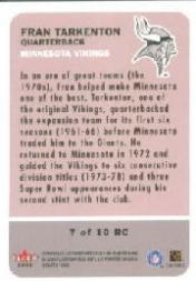 2000 Greats of the Game Retrospection Collection #7RC Fran Tarkenton back image