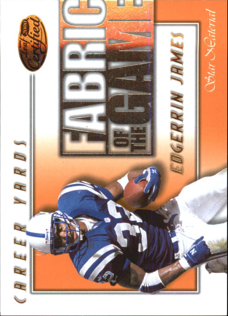 2000 Leaf Certified Fabric of the Game #FG63 Edgerrin James/750