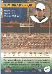2000 Pacific #403 Tom Brady RC back image