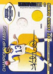 2000 Playoff Contenders Championship Fabric #CF25A Kurt Warner P/J AU/25*