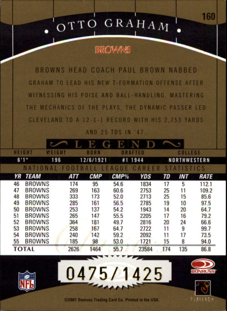 2001 Donruss Classics #160 Otto Graham back image