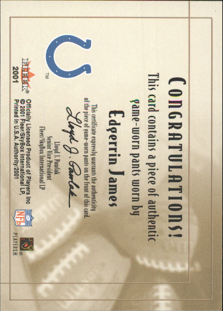 2001 Fleer Authority Goal Line Gear #23 Edgerrin James FB/200
