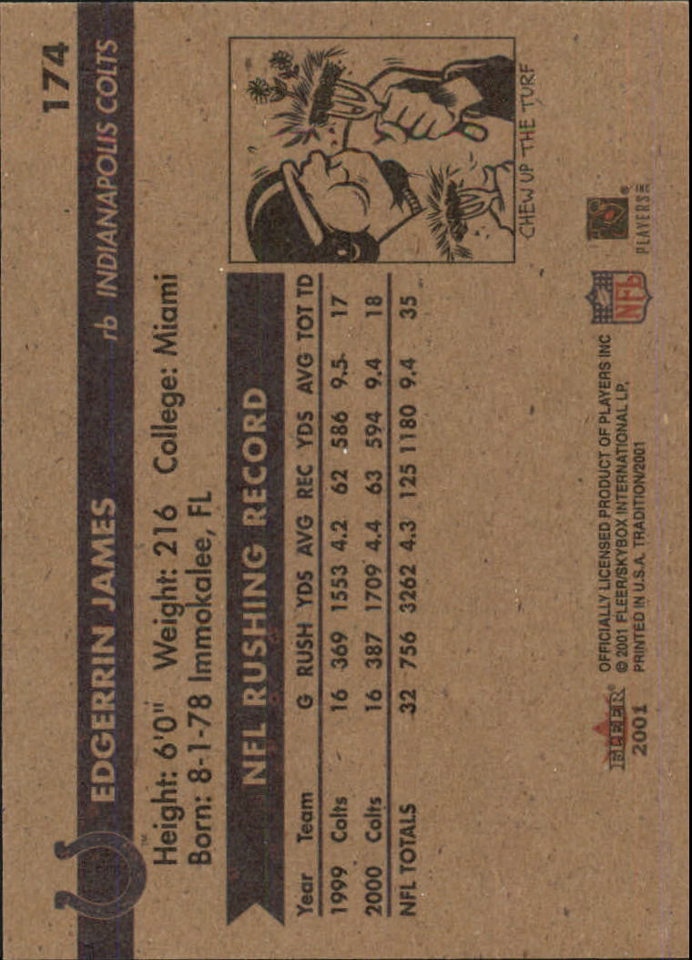 2001 Fleer Tradition Glossy #174 Edgerrin James back image