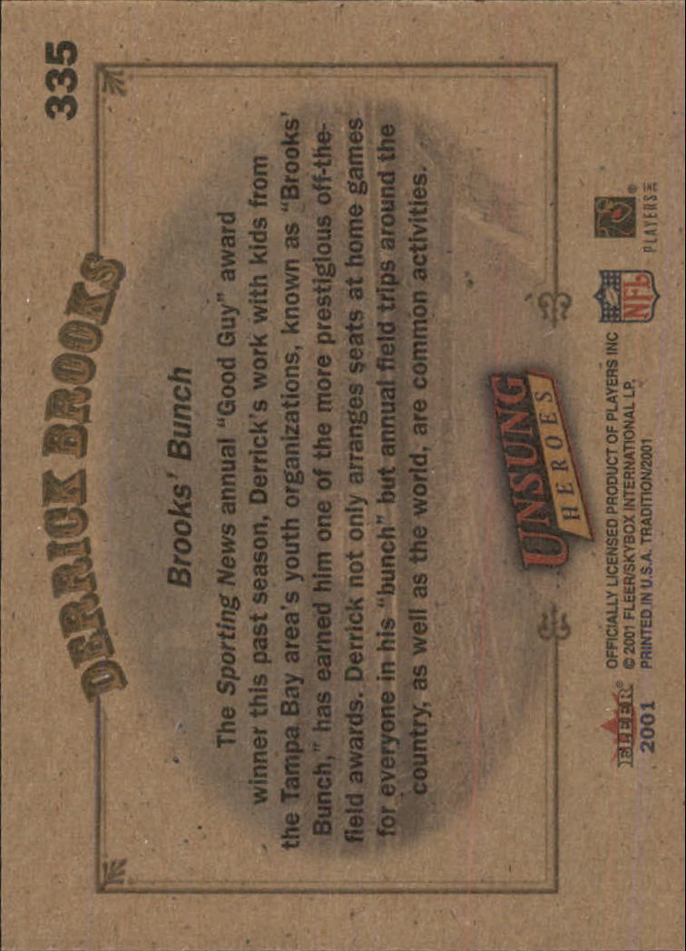 2001 Fleer Tradition Glossy #335 Derrick Brooks UH back image