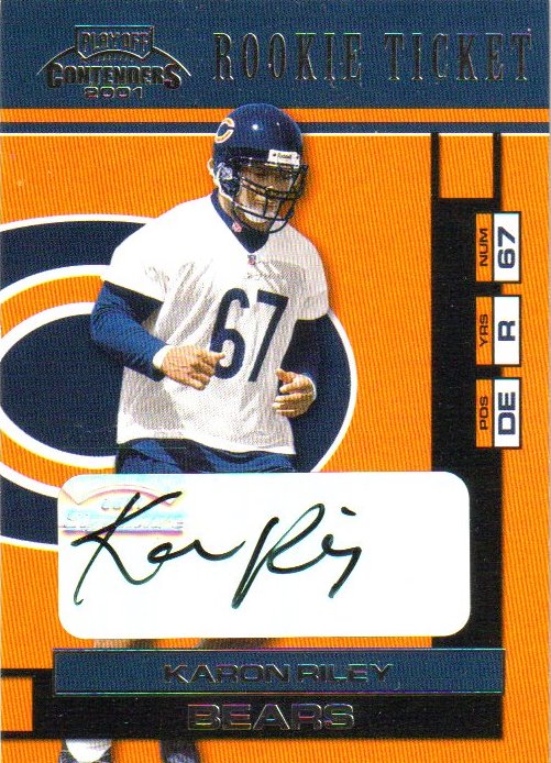 2001 Playoff Contenders #142 Karon Riley AU RC