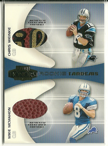 2001 Playoff Honors Rookie Tandem Footballs #RT2 Chris Weinke/Mike McMahon