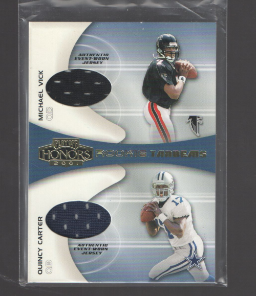 2001 Playoff Honors Rookie Tandem Jerseys #RT1 Michael Vick/Quincy Carter