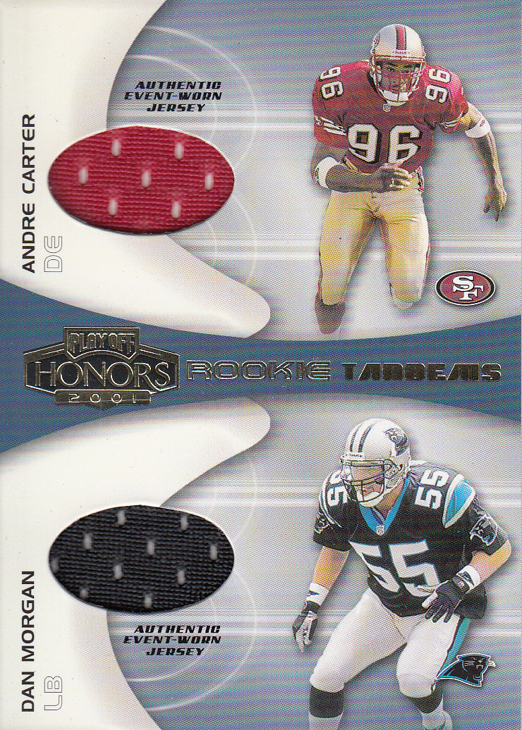 2001 Playoff Honors Rookie Tandem Jerseys #RT17 Andre Carter/Dan Morgan