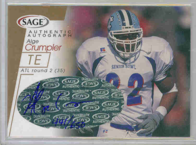 2001 SAGE Autographs Bronze #A12 Alge Crumpler