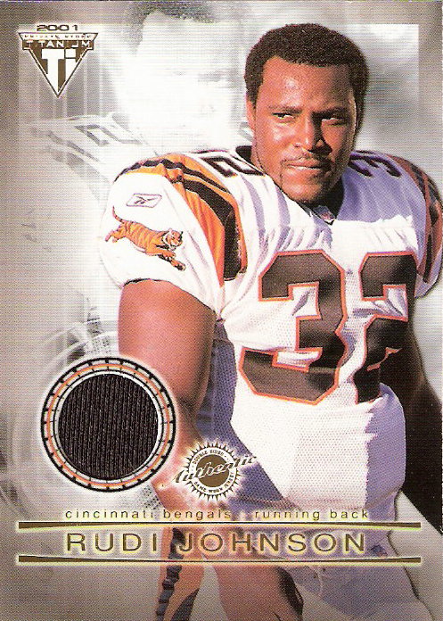 2001 Titanium Double Sided Jerseys #13 Rudi Johnson/James Jackson