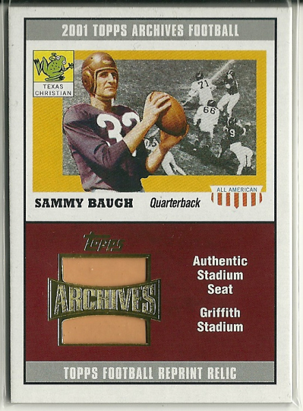 2001 Topps Archives Relic Seats #ASSB Sammy Baugh