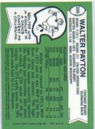 2001 Topps Chrome Walter Payton Reprints Refractors #WP3 Walter Payton 1978 back image