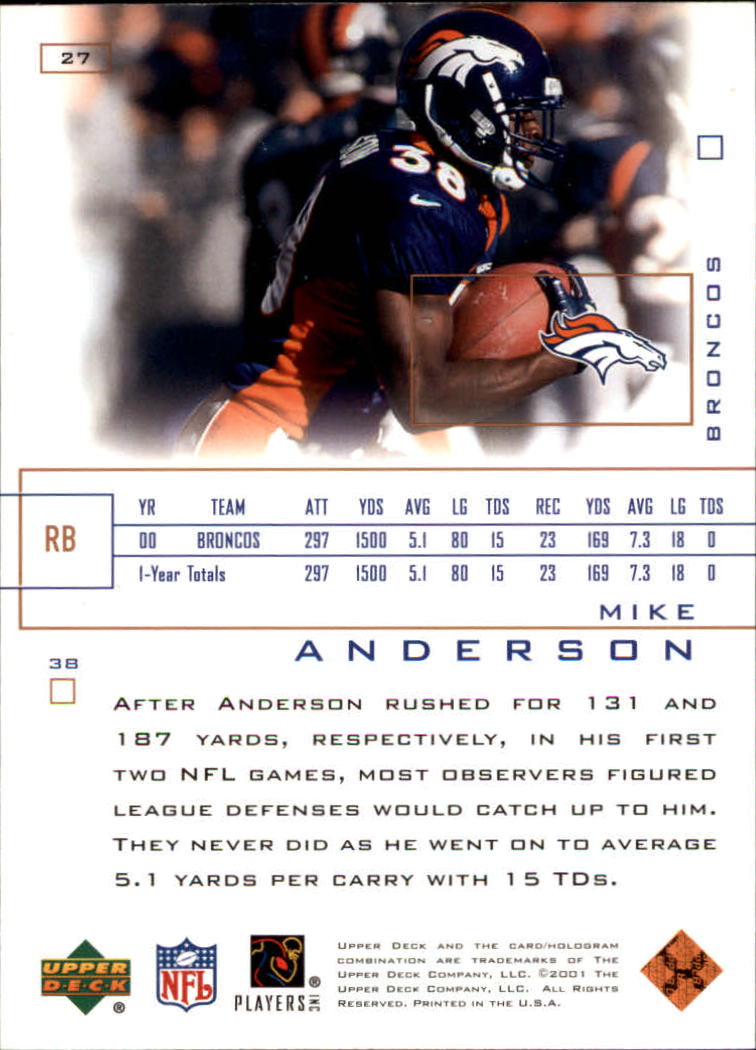 2001 Upper Deck Pros and Prospects #27 Mike Anderson back image
