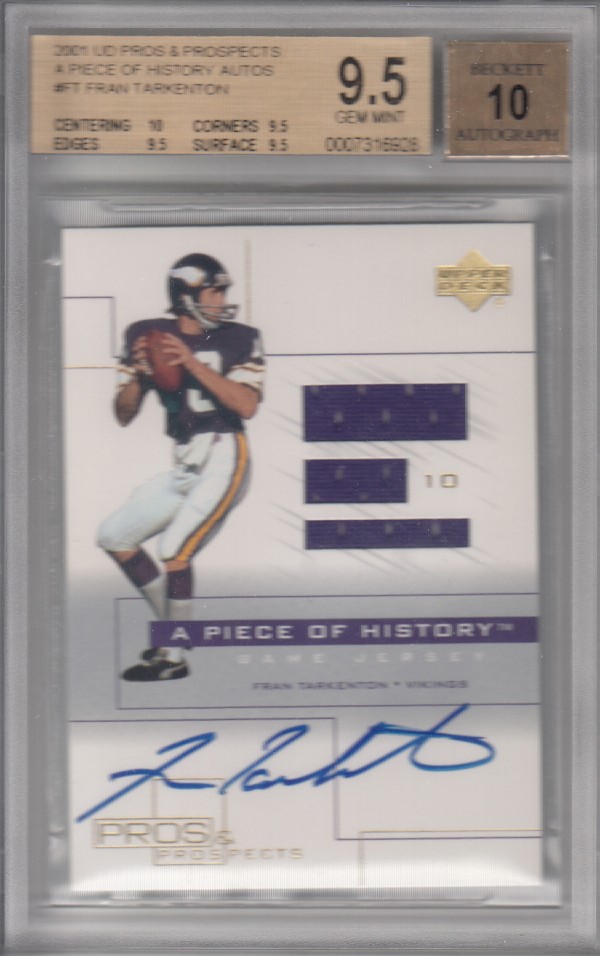 2001 Upper Deck Pros and Prospects A Piece of History Autographs #FTAJ Fran Tarkenton front image
