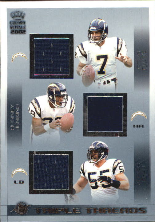 2002 Crown Royale Triple Threads Jerseys #18 Doug Flutie/Ronney Jenkins/Junior Seau/1043