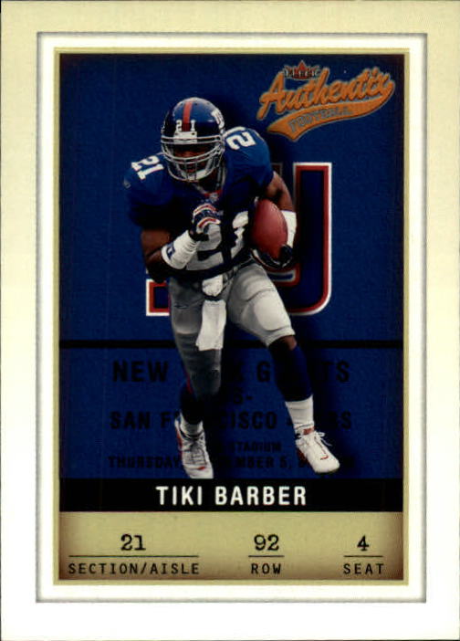 2002 Fleer Authentix #92 Tiki Barber