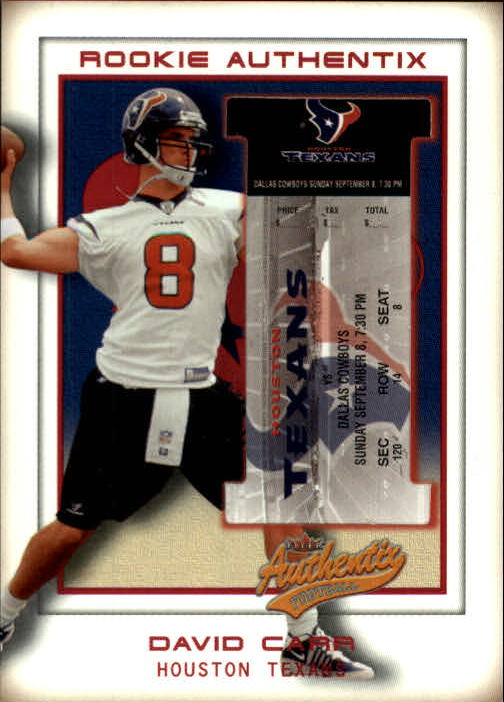 2002 Fleer Authentix #101 David Carr RC