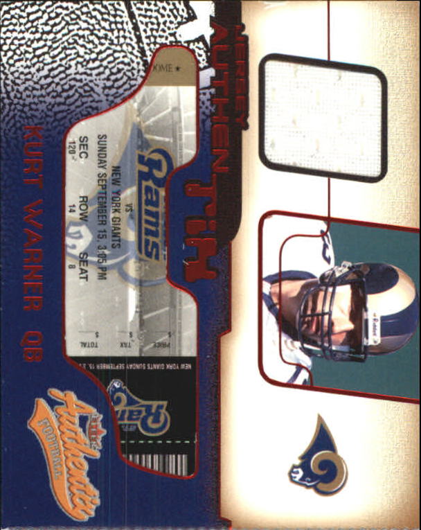 2002 Fleer Authentix Jersey Authentix Ripped #JAKW Kurt Warner