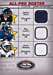 2002 Fleer Box Score All Pro Roster Jerseys #6 Junior Seau/Ray Lewis/Zach Thomas