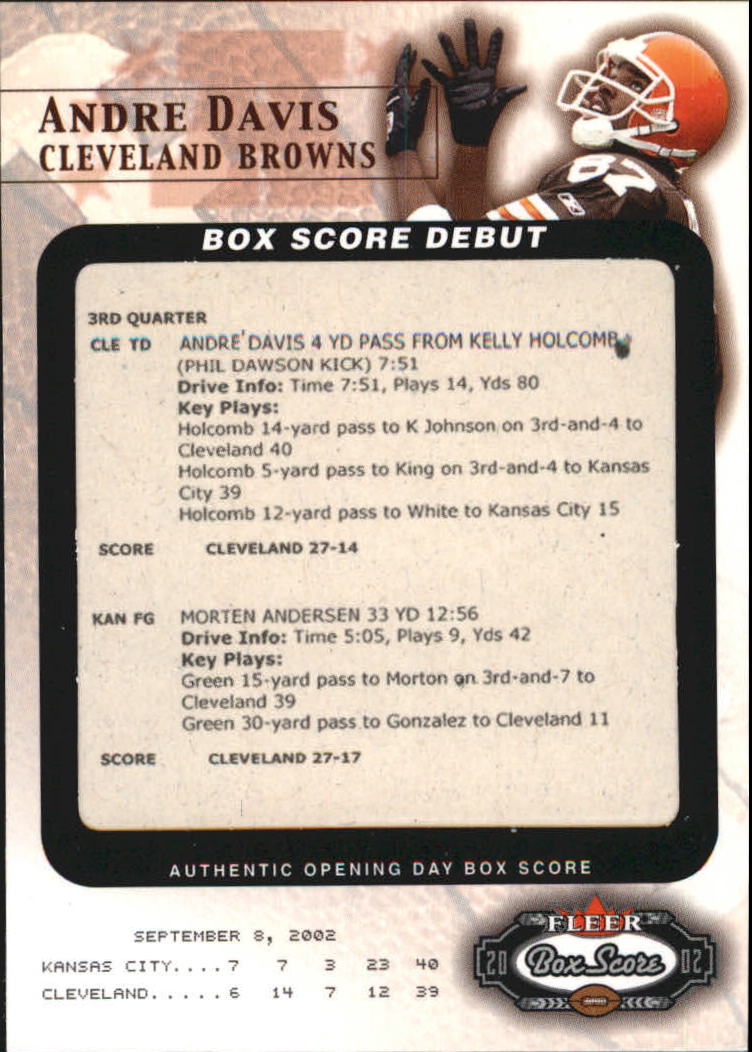 2002 Fleer Box Score Debuts #10 Andre Davis