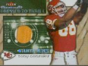 2002 Fleer Maximum Dressed to Thrill Numbers #9 Tony Gonzalez