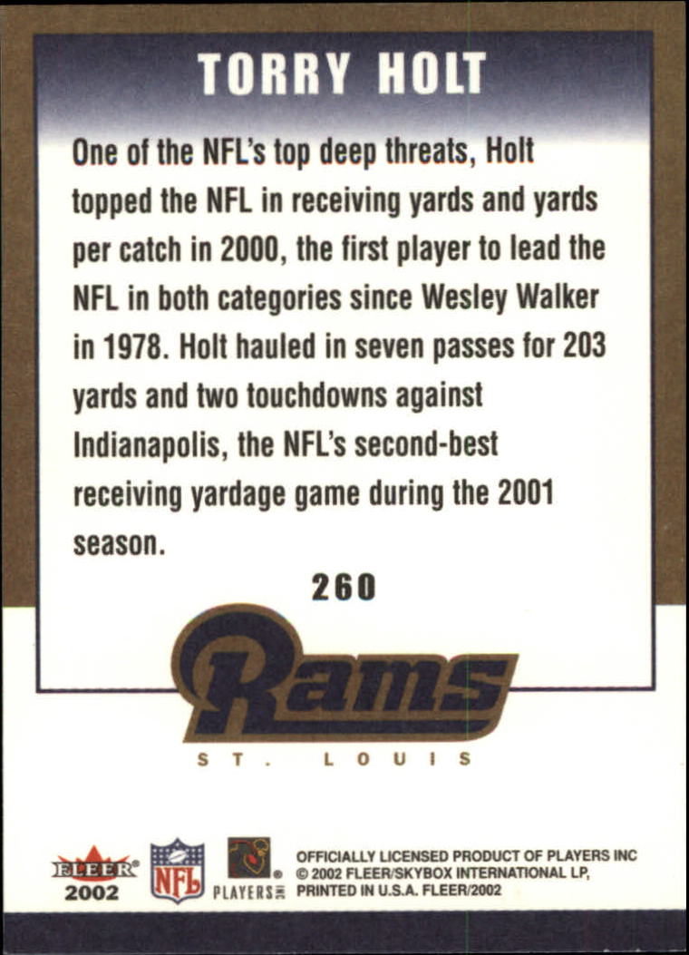 2002 Fleer Tradition #260 Torry Holt BB back image