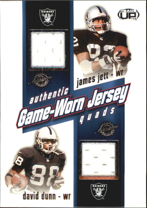 2002 Pacific Heads Up Game Worn Jersey Quads #26 David Dunn/James Jett/Randy Jordan/Jerry Porter