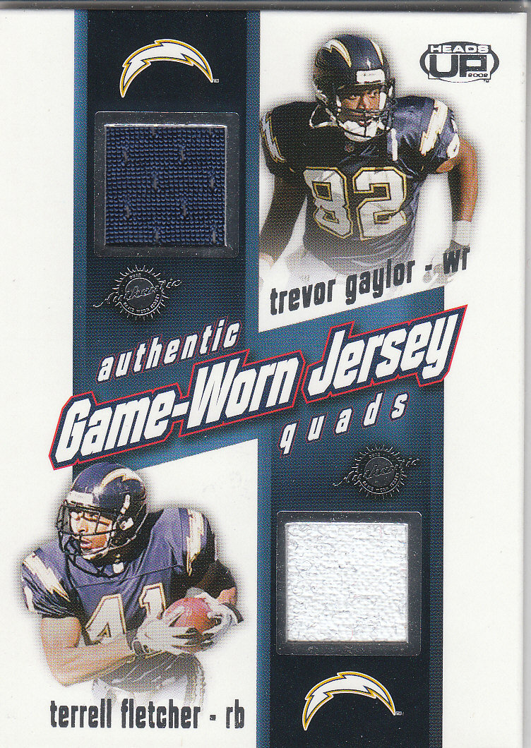 2002 Pacific Heads Up Game Worn Jersey Quads #31 Terrell Fletcher/Trevor Gaylor/Ronney Jenkins/Fred McCrary