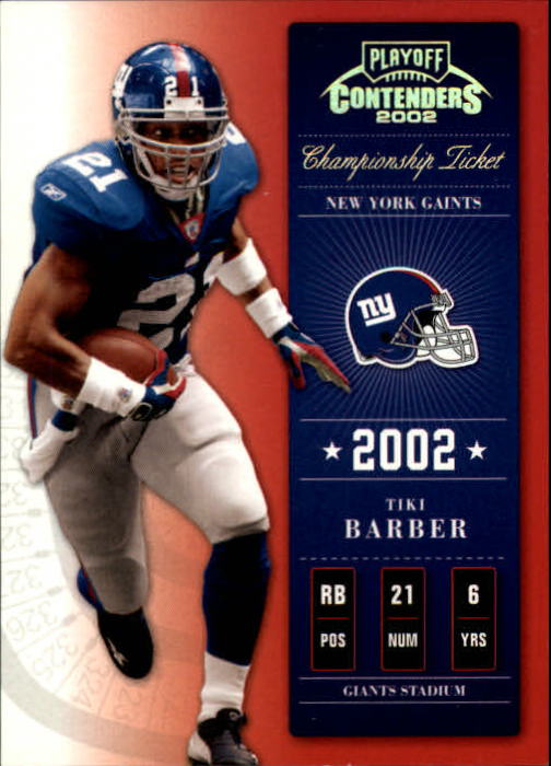 2002 Playoff Contenders Championship Ticket #57 Tiki Barber