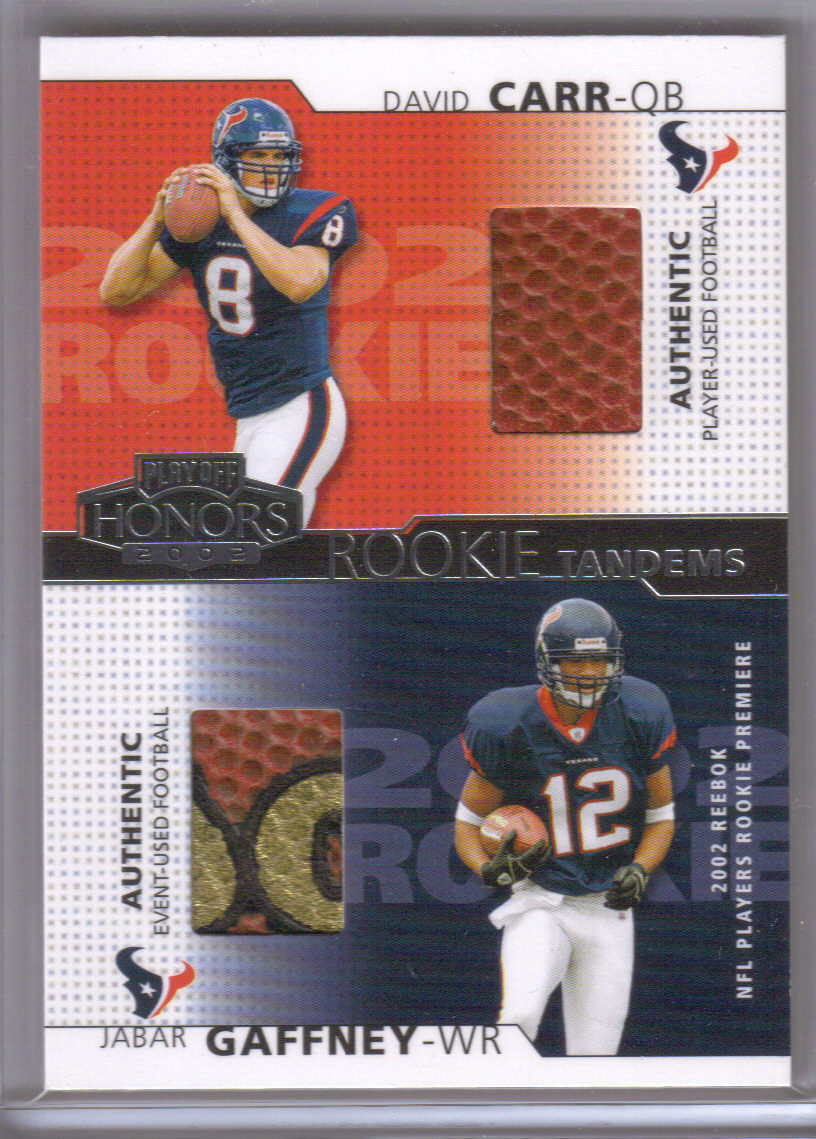 2002 Playoff Honors Rookie Tandems/Quads #RT1 David Carr/Jabar Gaffney