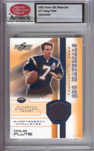 2002 Score QBC Materials #21 Doug Flutie JSY