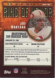 2002 Topps Ring of Honor #JM19 Joe Montana back image