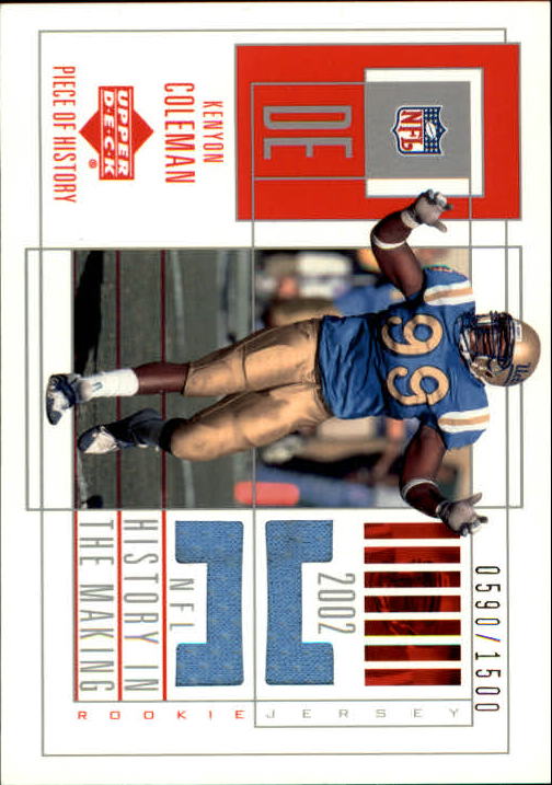 2002 UD Piece of History #162 Kenyon Coleman/1500 JSY RC