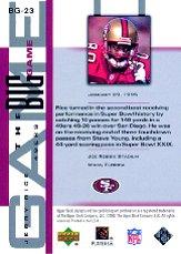 2002 UD Piece of History The Big Game #BG23 Jerry Rice back image