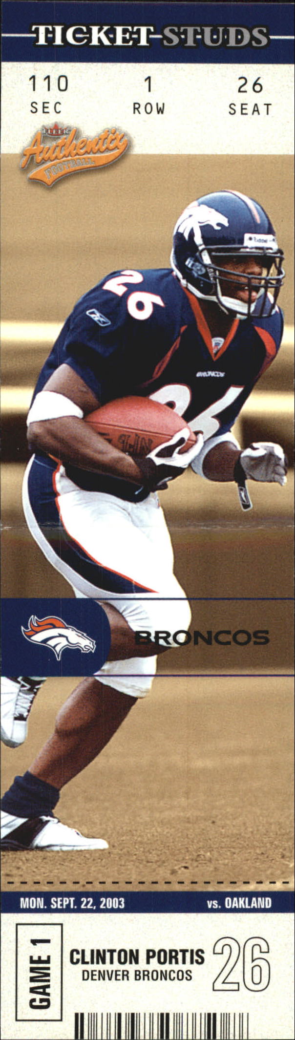 2003 Fleer Authentix Ticket Studs #14TS Clinton Portis