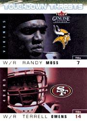 2003 Fleer Genuine Insider Touchdown Threats #4 Randy Moss/Terrell Owens