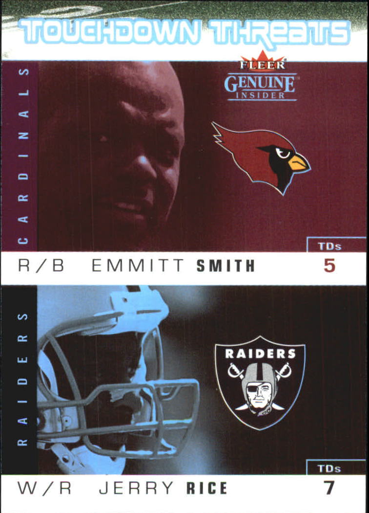 2003 Fleer Genuine Insider Touchdown Threats #6 Emmitt Smith/Jerry Rice