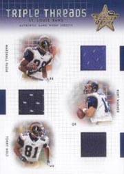 2003 Leaf Rookies and Stars Triple Threads #TT2 Kurt Warner/Marshall Faulk/Torry Holt