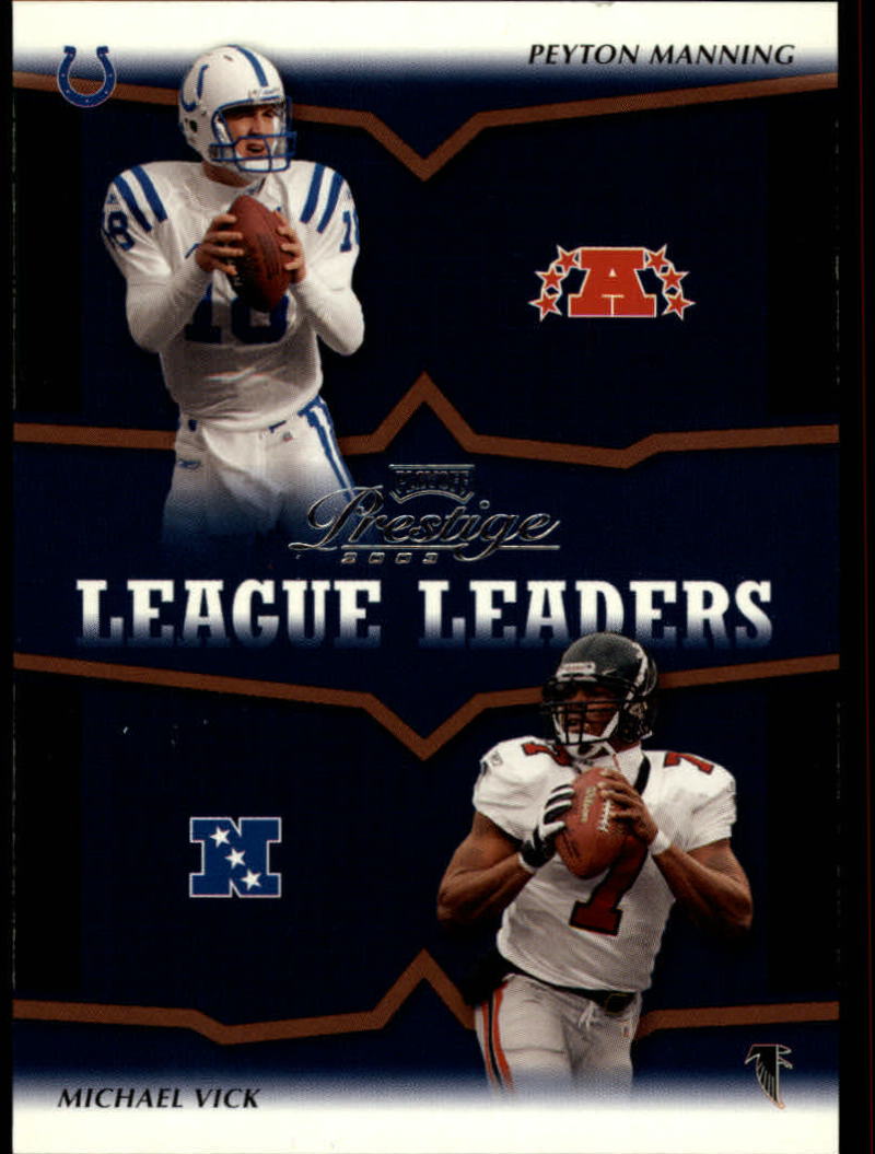 2003 Playoff Prestige League Leader Quads #LLQ3 Peyton Manning/Michael Vick/Tom Brady/Kerry Collins